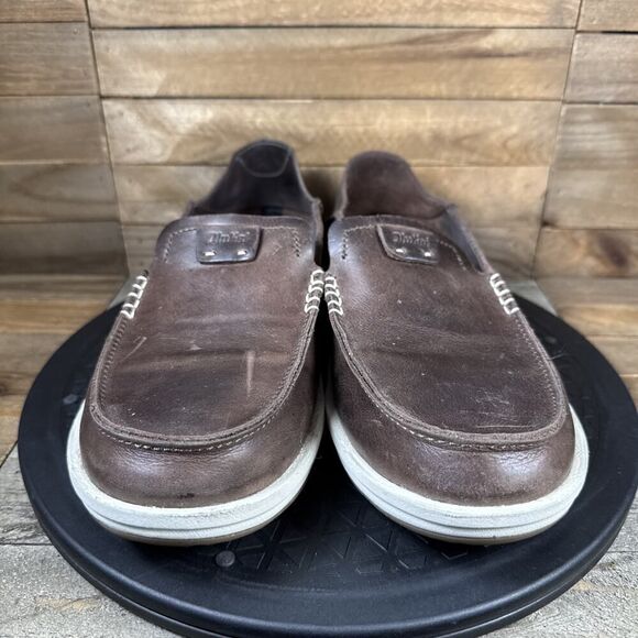 Olukai Kakaha Mens 8.5 Brown Leather Slip On Shoes Casual Comfort Shoes - Picture 5 of 13